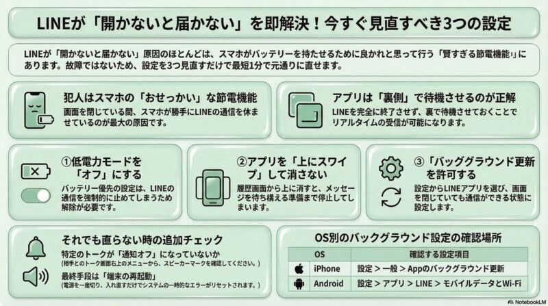 LINEメッセージが届かない？通知が一部こない時の直し方3選