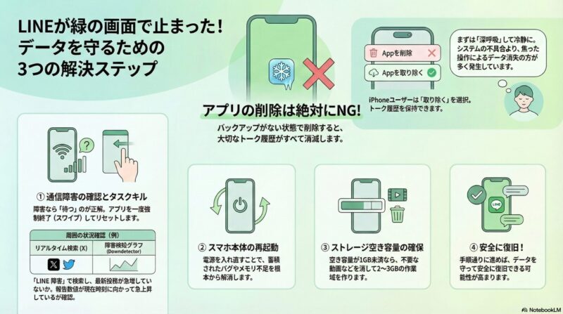 メッセージアプリの不具合解決手順