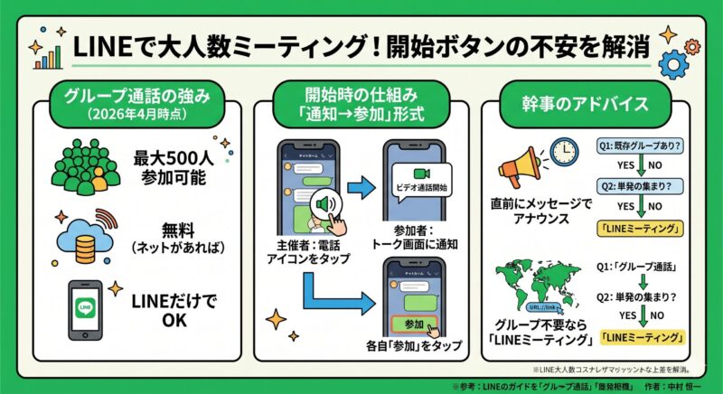 LINEグループ通話を使った大人数ミーティングの幹事向けガイド