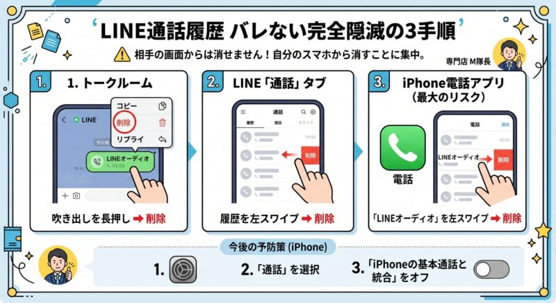 LINE通話履歴 バレない完全隠滅の3手順