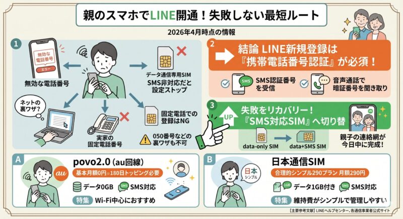 SMS対応のSIMカードへ切り替えることが最短の解決策