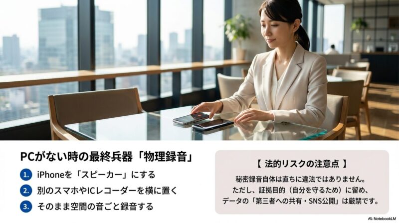 PCがない場合：別スマホやICレコーダーを使った「物理録音」