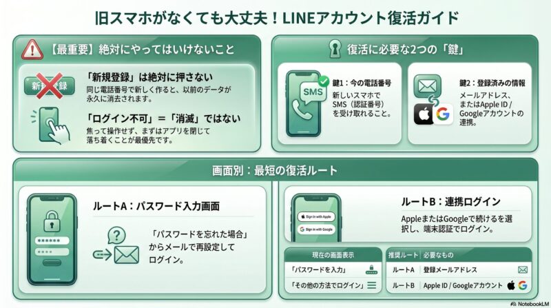旧スマホ不要のアカウント復活ガイド
