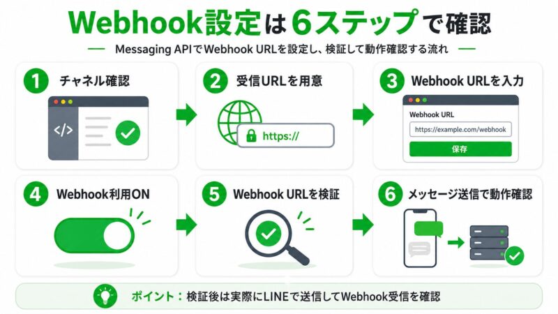 Messaging APIでWebhook URLを設定し、検証して動作確認する6ステップ