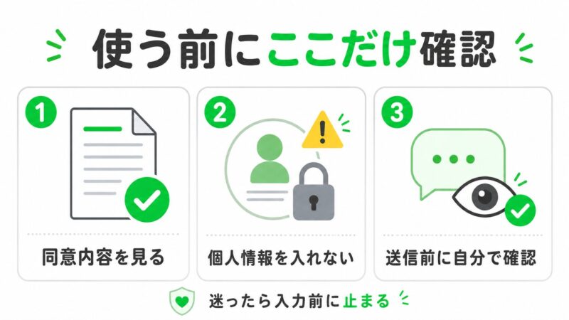 LINE AIを使う前に確認したい同意内容、個人情報、送信前確認の3つ