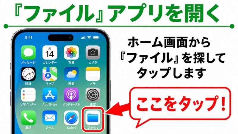 iPhoneでファイルアプリを開いてダウンロードしたLINEファイルを探す方法