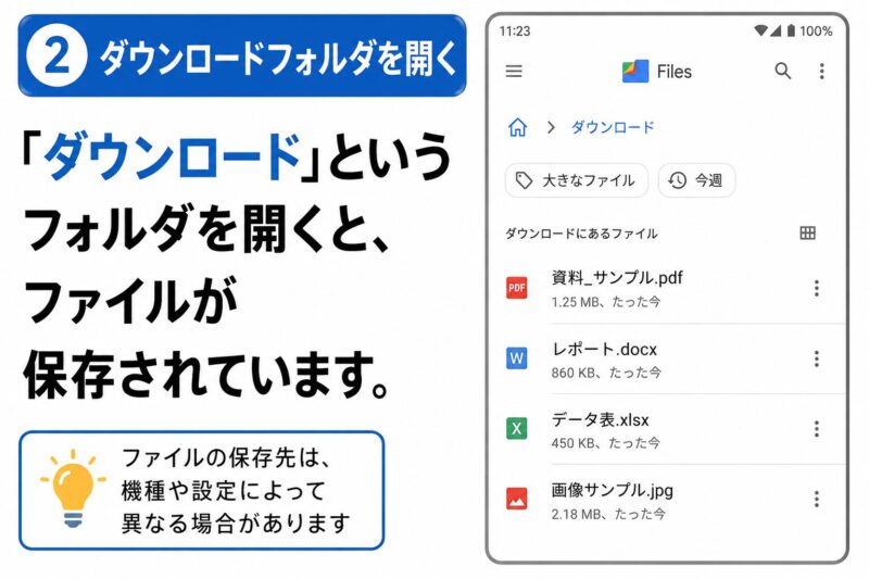AndroidのダウンロードフォルダでLINEから保存したファイルを確認する方法