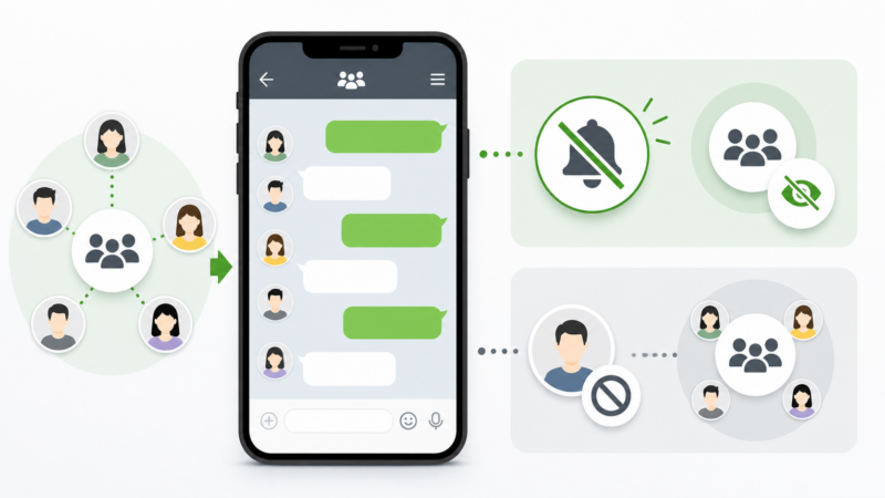 LINEグループを退会せず通知オフ・非表示にする方法