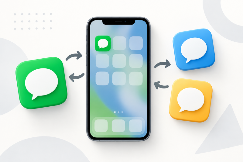 スマートフォンのアプリアイコンを複数のデザインへ切り替えるイメージ